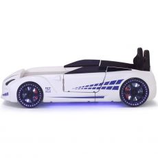 Дитяче ліжко машина GTR White 190х90 см з підсвіткою, музикою, шкіряний салон, пультом
